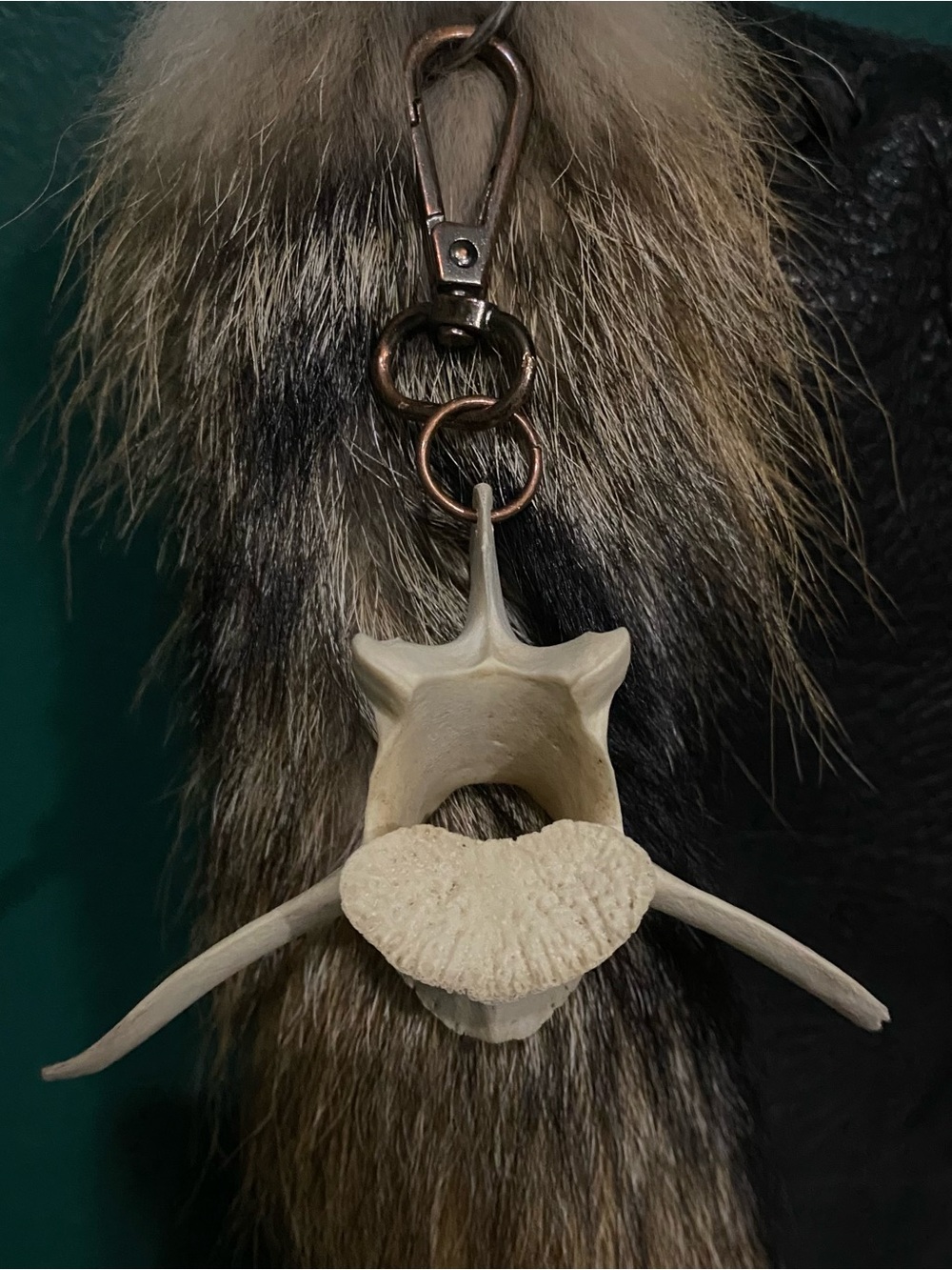 Deer Vertebrae Bone Keychain